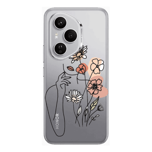 Honor Magic 400 Pro Lady with Flowers Transparent Silicone TPU Θήκη